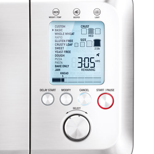 Breville Custom Loaf display and control buttons